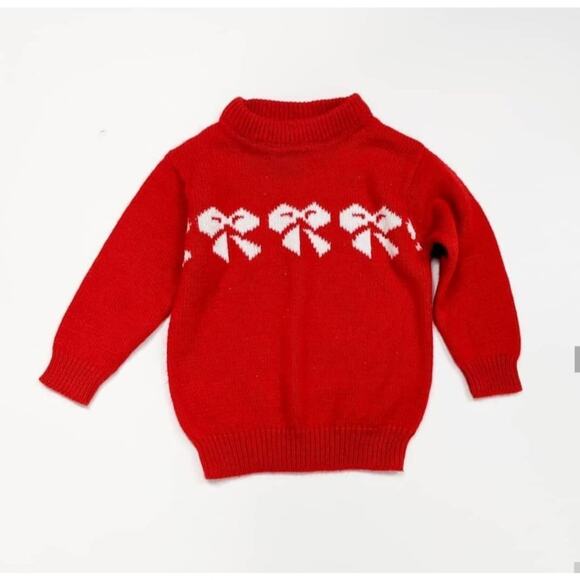 Vintage Piggy Bank Red Bow Sweater Sz 12-18m - Picture 1 of 3